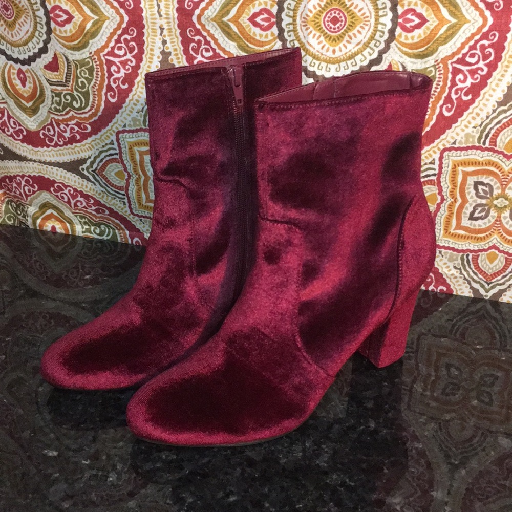Fancy burgundy madden girl ankle boots 3” heel